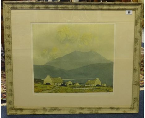 After Paul Henry, coloured print, Irish landscape, signed in pencil, 36cm x 40cm.