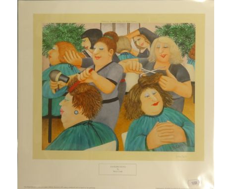 Beryl Cook, Limited Edition print, 'Hairdressing', no 104/650 with certificate, image size 26cm x 31cm.