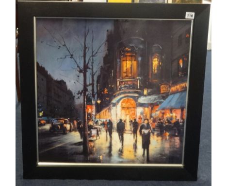 Henderson Cisz, print , 'Paris at Night' glazed box canvas 58cm x 58cm.