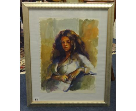Robert Lenkiewicz (1941-2002), watercolour 'Portrait Bella Pecorini', dated to the image '11th May 1995', 48cm x 30cm, Proven