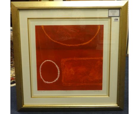 Mark Spain, Silkscreen Print, 'Orange Arc', 48cm x 48cm.