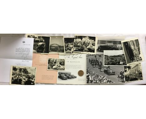ROYALTY INTEREST - ROYAL TOUR 1954 BROCHURE AND RELATED PHOTOGRAPHS WITH A COMMEMORATIVE MEDALLION FOR GOOD SERVICE TO MR R. 