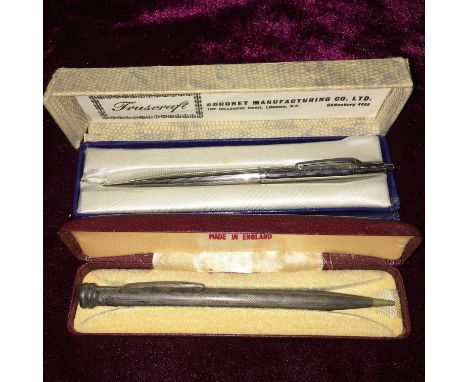 BOXED TRUSCRAFT PENCIL AND A STERLING SILVER YARD O' LEAD PROPELLING PENCIL