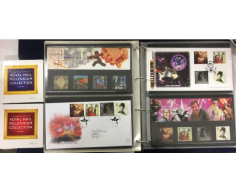 ROYAL MAIL MILLENNIUM COLLECTION FIRST DAY COVER ALBUM IN BINDER AND ACCOMPANYING TWO BOOK GUIDE