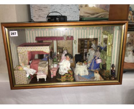 CASED INTERIOR SETTING OF A LATE VICTORIAN/EDWARDIAN FURNISHED BEDROOM INCLUDING FOUR POSTER BED HEIGHT-31CM WIDTH-54CM APPRO