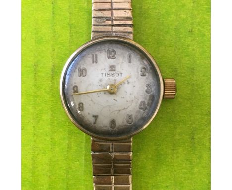 LADIES TISSOT 9CT GOLD WATCH AND TEXTURED BRICK STRAP- 16.7 OVERALL
