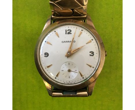 CASED GENTLEMANS GARRARD WRIST WATCH ON EXPANDING STRAP WINDER A/F
