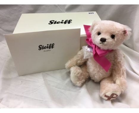 STEIFF - HOPE BREAST CANCER TEDDY BEAR NO. 239. 27CM, PINK  MOHAIR WITH CERTIFICATE AND BOX