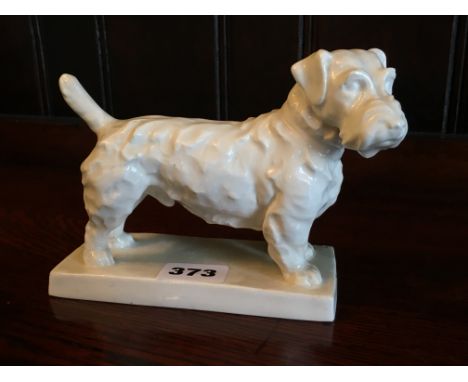 UNMARKED BLANC DE CHINE MODEL OF A TERRIER ON BASE ---------POSSIBLY ROYAL WORCESTER