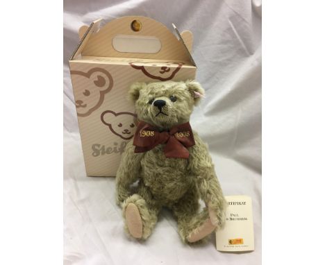 STEIFF - PAUL SAND GROWLER LONG PILE MOHAIR TEDDY BEAR, NO 01235, 28CM LIMITED EDITION TO MARK 100TH ANNIVERSARY OF THE GROWL