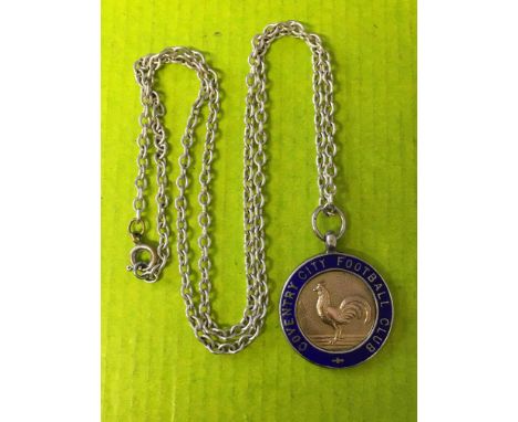 SILVER AND ENAMEL COVENTRY CITY FOOTBALL CLUB MEDALLION ON CHAIN