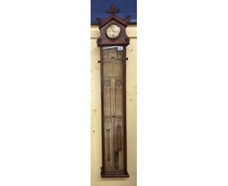 OAK CASED ADMIRAL FITZROY CLOCK BAROMETER 117CM APPROX
