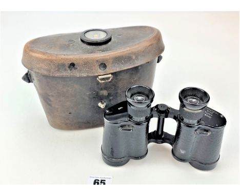 Pair of Dienstglas binoculars 6 x 30, 54069 H/6400 in leather case with inset compass