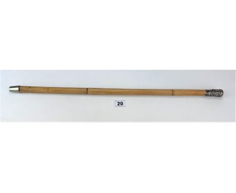 Silver topped bamboo swagger stick marked Alexandra P.W.O. Yorkshire Regiment, 22.5” long