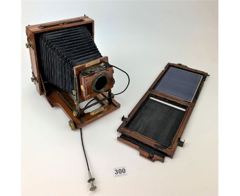 Instantograph mahogany and brass plate camera by J. Lancaster &amp; Son, Birmingham, 1901 with wood plate and Thornton Pickar