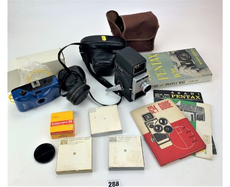 Asahi Pentax camera, Brownie 127 camera, Bell &amp; Howell Electric Eye camera, PC-606 35mm Free Focus camera, lenses, access