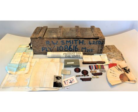 Important collection of militaria belonging to Robert Wellesley Smith, Royal Marines during WW11 II to include bar with 5 med