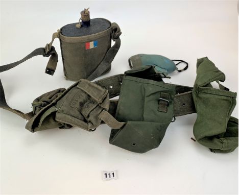 Army belt carrier with water canteen and torch