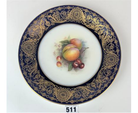 Royal Worcester fruit design plate signed R. Sebright. 9” diameter