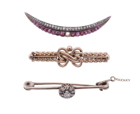 A diamond brooch, the central cluster set throughout with old cut diamonds, 4  A diamond brooch,   the central cluster set th