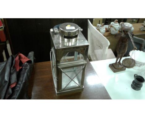 A metal candle lantern