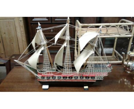 A painted model ship 