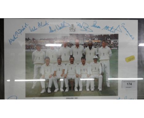 Two signed cricketing prints depicting England and The West Indies 1991