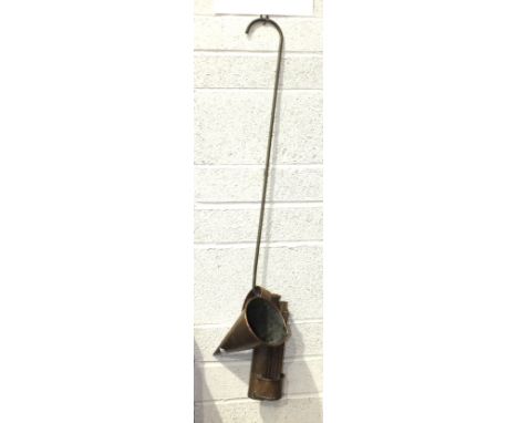 A copper spirit tank dipping measure and thermometer and a conical-shaped ale mull, (2).