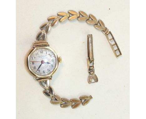 A ladies Frankland Vital Pulse wrist watch with 9ct gold case and bracelet, (bracelet a/f), with box and guarantee dated 1960