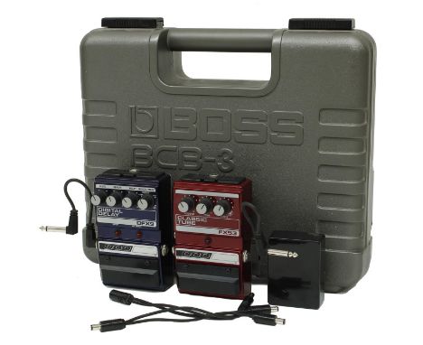 Boss BCB-3 guitar effects pedal board case fitted with a DOD FX53 classic tube guitar pedal and a DOD DFX9 digital delay guit