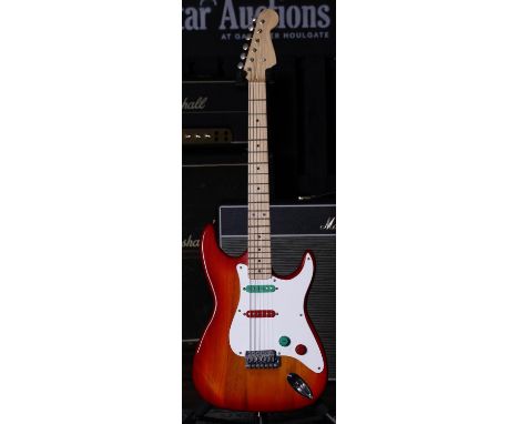 Custom 'Double Delonge' S Type electric guitar; Body: cherry sunburst finish lightweight body; Neck: French polished DR neck 