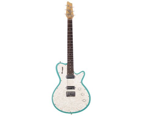 1990s Godin Radiator electric guitar, made in Canada; Body: green finish, light buckle scratching to back and a few minor din