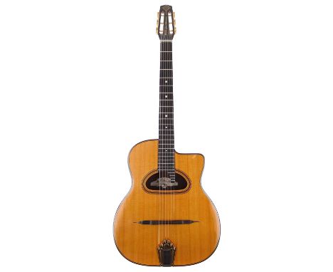 2001 Gitane Jan Akkerman model DG-350 gypsy jazz guitar, made in China;&nbsp;Back and sides: Indian rosewood, light surface s