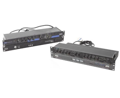 Rolls Rotorhorn RP147 rack unit; together with a Lexicon MPX100 dual channel processor rack unit, an Alesis 3630 compressor r