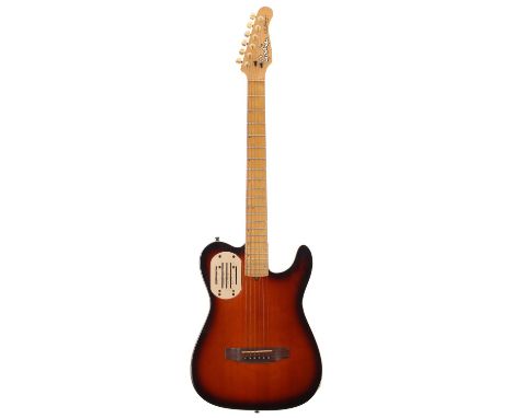 Godin Acousticaster electric guitar, made in Canada; Body: two-tone sunburst top upon black finish back, light surface marks;