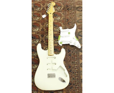 Axco Hitmaker Custom Build S Type electric guitar in need of completion comprising twenty-one fret maple board neck, GuitarBu