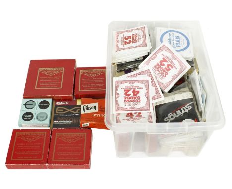 Selection of vintage and later guitar strings, some within original boxes to include Gibson, Rickenbacker, Epiphone, Ernie Ba