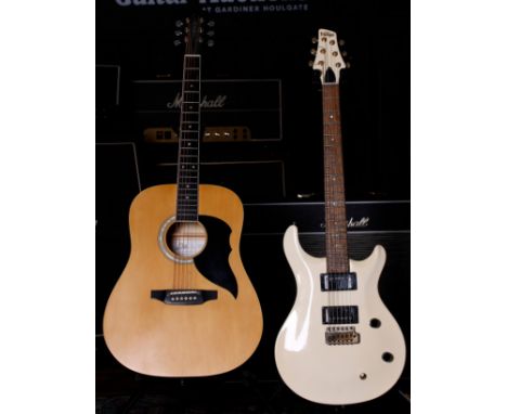 JHS Vintage double cut electric guitar (imperfections); together with an Eko Western V1 acoustic guitar (2) 