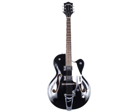 2011 Gretsch G5120 hollow body electric guitar, made in Korea; Body: black finish, light surface scratches to back and a few 