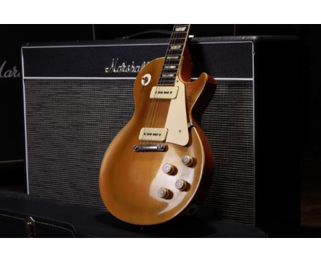 1953 Gibson Les Paul Model electric guitar, made in USA; Body: gold top upon mahogany body, gold refinishing to centre of top