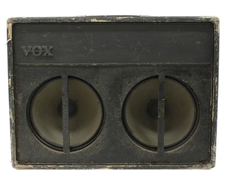 Vox AC15 guitar amplifier, made in England, circa 1962, original light tolex over-painted in black, replacement Celestion gre