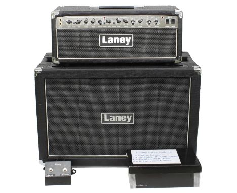 Laney LH50 guitar amplifier head with foot switch and manuals; together with matching Laney GS212IE twin speaker cabinet  *Pl