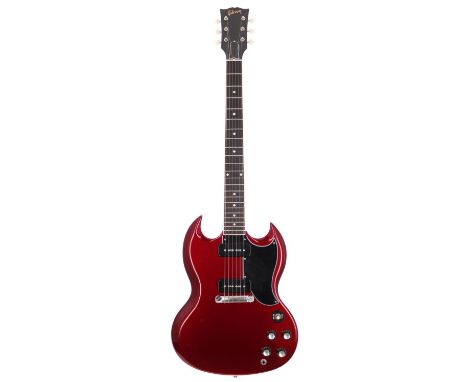 2018 Gibson SG Special electric guitar, made in USA; Body: cherry metallic finish, light scratches and marks; Neck: generally