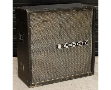 1970s Sound City 4 x 12 guitar amplifier speaker cabinet  *Please note: Gardiner Houlgate do not guarantee the full working o