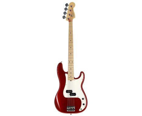 2007 Fender American Standard Precision bass guitar, made in USA; Body: candy cola finish, light buckle marks to back, a few 