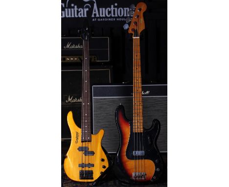 1980s Hondo II bass guitar; together with a de-fretted Tanglewood Rebel 4K bass guitar (2) 