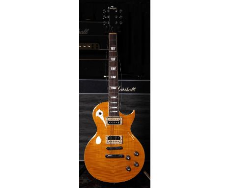 2012 JHS Vintage V100 electric guitar; Body: lemon figured top upon cherry back; Neck: good; Fretboard: rosewood; Frets: good