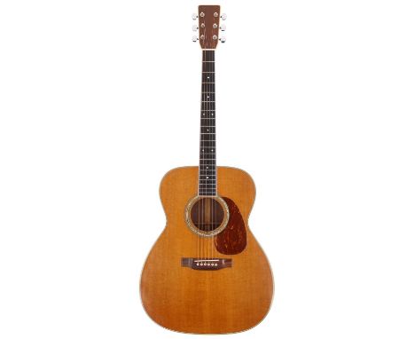 1977 Martin M-38 acoustic guitar, made in USA; Back and sides: rosewood, minor surface scratches; Top: natural spruce, light 