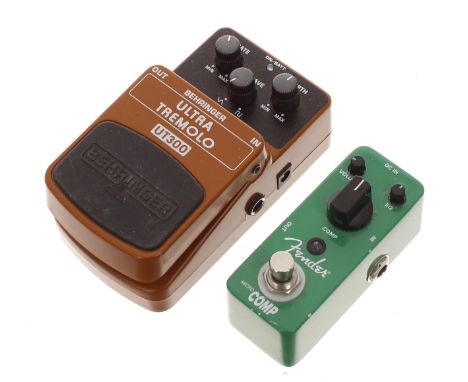 Fender Micro Comp mini guitar pedal; together with a Behringer UT300 Ultra Tremolo guitar pedal  *Please note: Gardiner Houlg