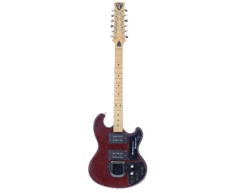 1980 Shergold Custom Masquerader twelve string electric guitar, made in England; Body: cherry finish with typical lacquer cra